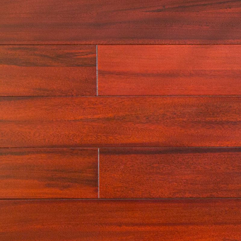 Padauk Koyu Kırmızı Kahverengi Parlak Masif Ahşap Döşeme